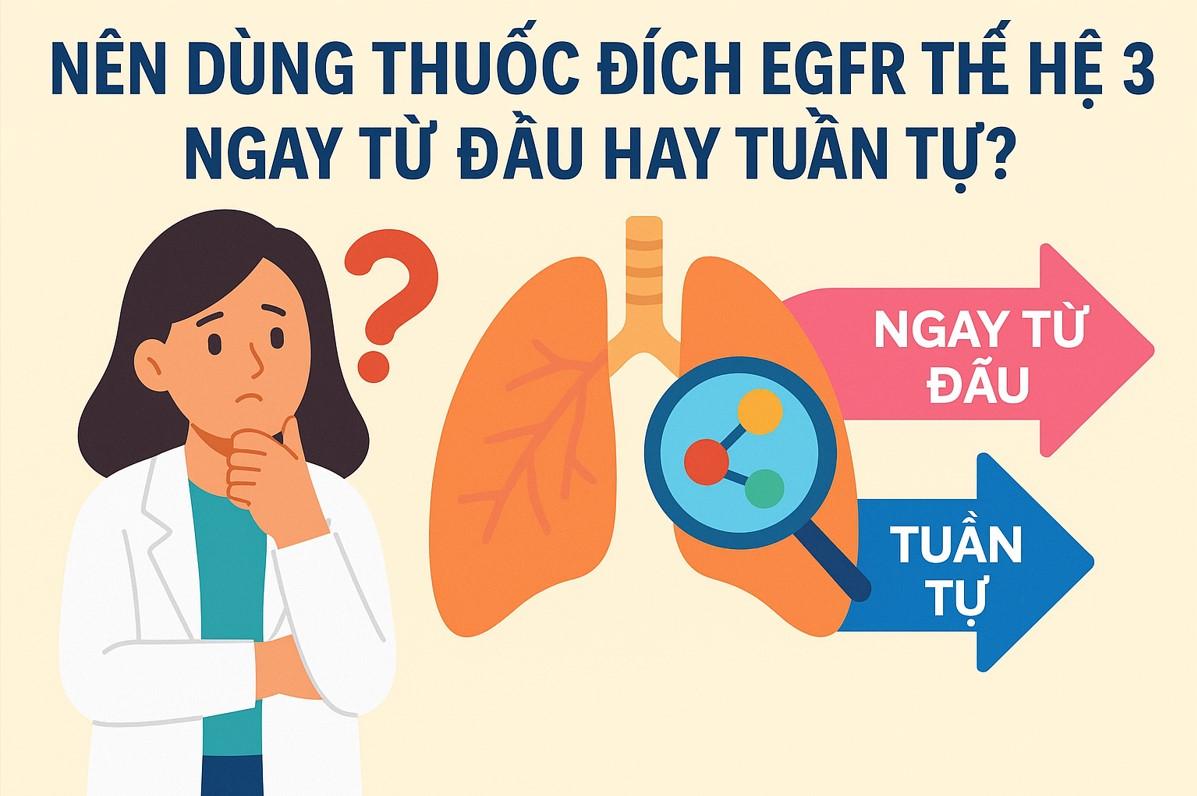 Nên dùng thuốc đích EGFR thế hệ 3 ngay từ đầu hay tuần tự thế hệ 1, 2?